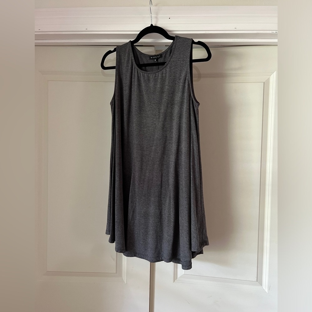 Wishlist Charcoal Grey Swing Aline Mini Cotton Dress